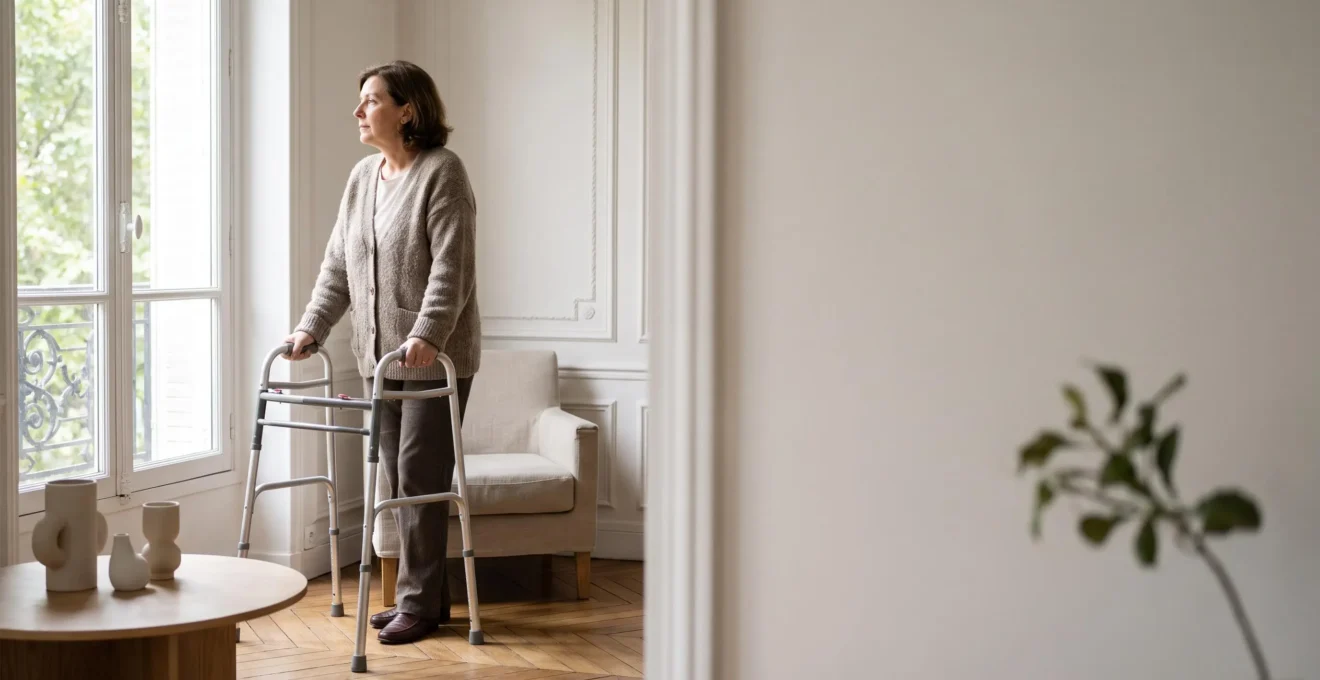 Personne à mobilité réduite dans un intérieur lumineux français, symbole du parcours vers la reconnaissance administrative du handicap