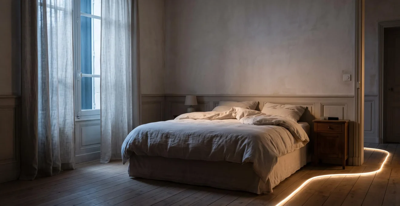 Illustration d'une chambre à coucher paisible symbolisant le sommeil réparateur d'un senior en France